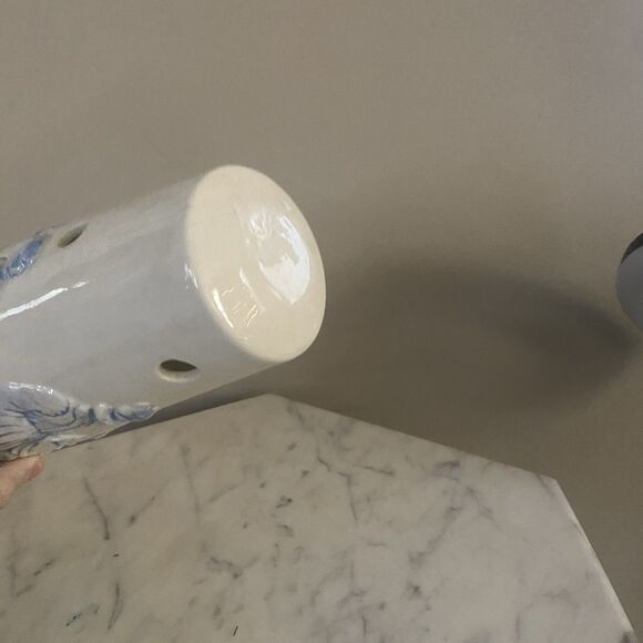 VTG HOLLAND MOLD CERAMIC NIGHT LIGHT Candle Shade NATIVITY SCENE Blue And White - Picture 5 of 6